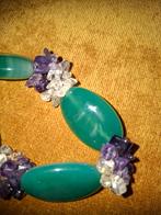 Elastische Armband met Zeldzame Groene Onyx & Kristal, Ophalen of Verzenden, Zo goed als nieuw, Met edelsteen