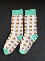 Sokken wit hamburger printjes maat 35-38, Sokken en Kniesokken, Wit, Maat 35 t/m 38, Ophalen of Verzenden
