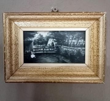 Kunsttegel WATERMOLEN VALKENBURG. In VINTAGE FRAME. beschikbaar voor biedingen