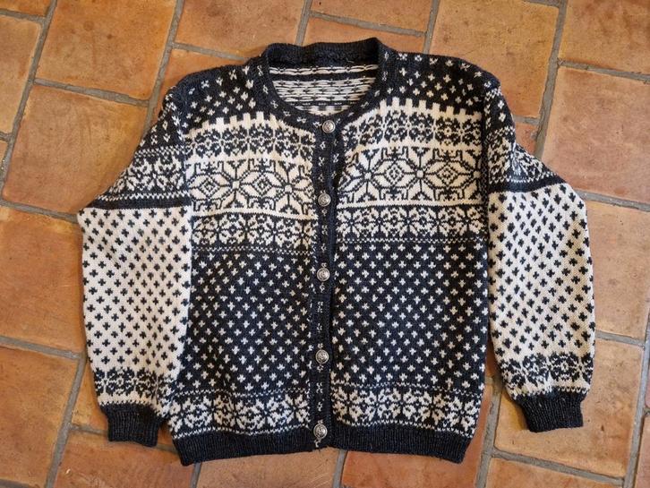 Noorse wollen vest - Maat L, Kleding | Dames, Truien en Vesten, Zo goed als nieuw, Maat 42/44 (L), Zwart, Verzenden