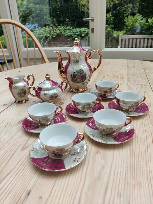Vintage barok koffie/ thee servies 9 delig, Antiek en Kunst, Antiek | Servies compleet, Ophalen of Verzenden