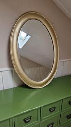 Grote gouden ovalen spiegel 88x62 cm, Huis en Inrichting, Woonaccessoires | Spiegels, Minder dan 100 cm, Zo goed als nieuw, 50 tot 75 cm