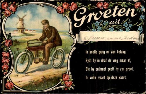 Nieuw en Sint Joostland - Fiets - Groeten uit, Verzamelen, Ansichtkaarten | Nederland, Gelopen, Zeeland, Voor 1920, Ophalen of Verzenden