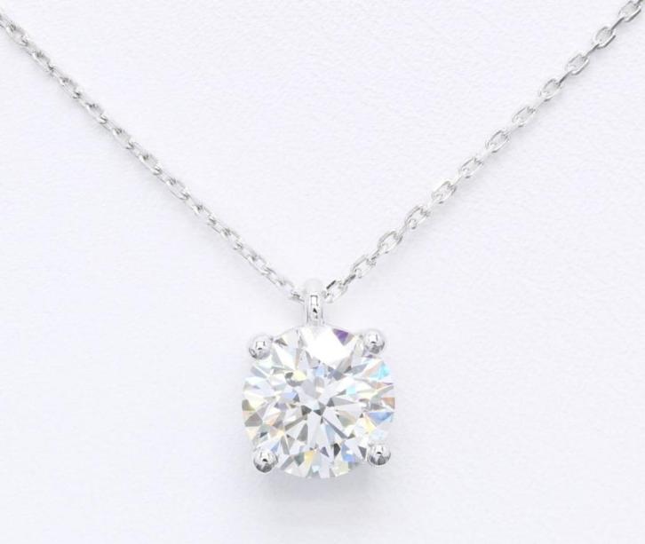 4 Karaat Diamand (Lab Grown) VVS2-14 Karaat Witgoud Ketting, Sieraden, Tassen en Uiterlijk, Kettingen, Nieuw, Steen of Mineraal