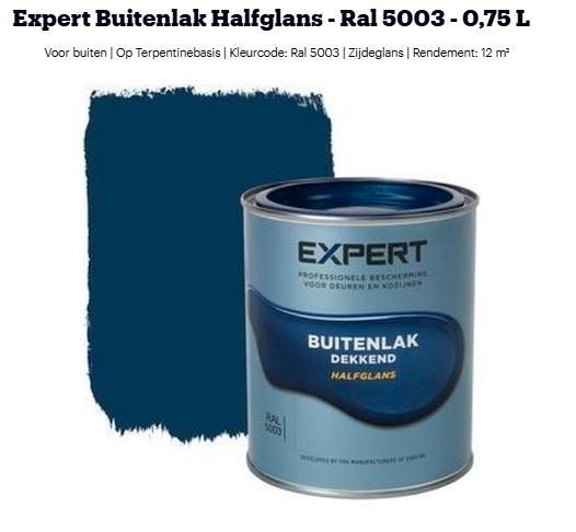 Expert Buitenlak Halfglans - Ral 5003 - 0,75 L, Doe-het-zelf en Verbouw, Verf, Beits en Lak, Nieuw, Verf, Minder dan 5 liter, Blauw