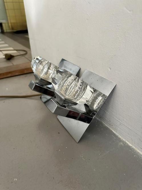 Vintage design wandlampjes, space age wandlamp, Huis en Inrichting, Lampen | Wandlampen, Gebruikt, Glas, Metaal, Ophalen