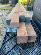 Hardhout palen fijn bezaagd 6x6 cm en 7x7 cm in div lengtes, Ophalen of Verzenden, 50 mm of meer, Balk, Minder dan 200 cm