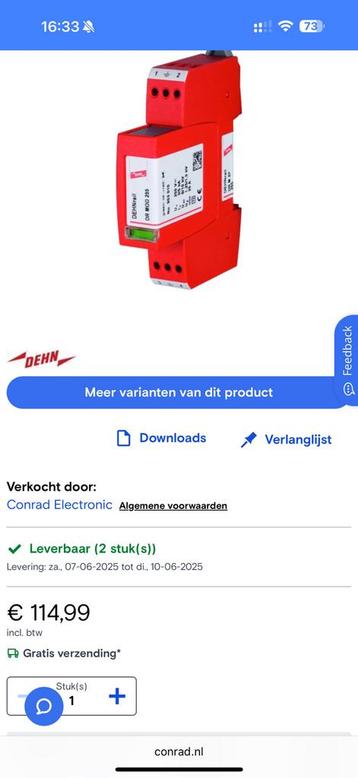 Overspanningsbeveiliging 2p type3 NIEUW! beschikbaar voor biedingen