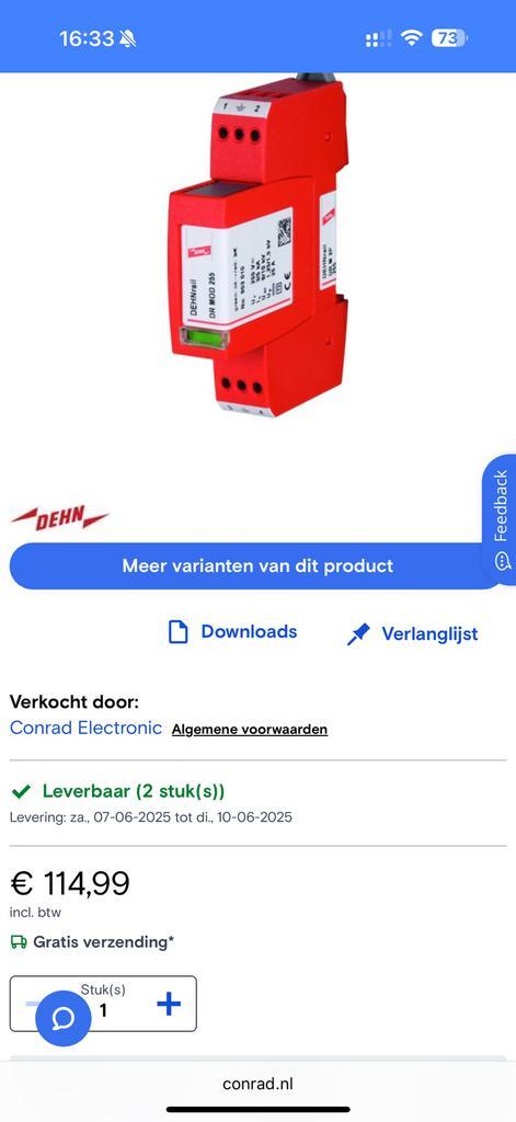 Overspanningsbeveiliging 2p type3 NIEUW!, Hobby en Vrije tijd, Elektronica-componenten, Nieuw, Ophalen of Verzenden