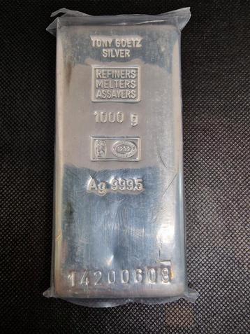 TONY GOETZ 1 KILO ZILVERBAAR 1 KG ZILVER BAAR ZILVEREN BAREN beschikbaar voor biedingen