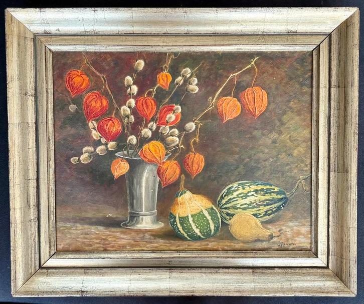 Mooi stilleven op doek geschilderd., Antiek en Kunst, Kunst | Schilderijen | Klassiek, Ophalen