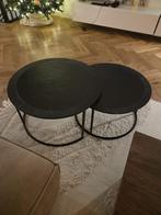 Zwarte 2 delige salon tafel set, Huis en Inrichting, Tafels | Salontafels, 50 tot 100 cm, Rond, Minder dan 50 cm, 50 tot 100 cm