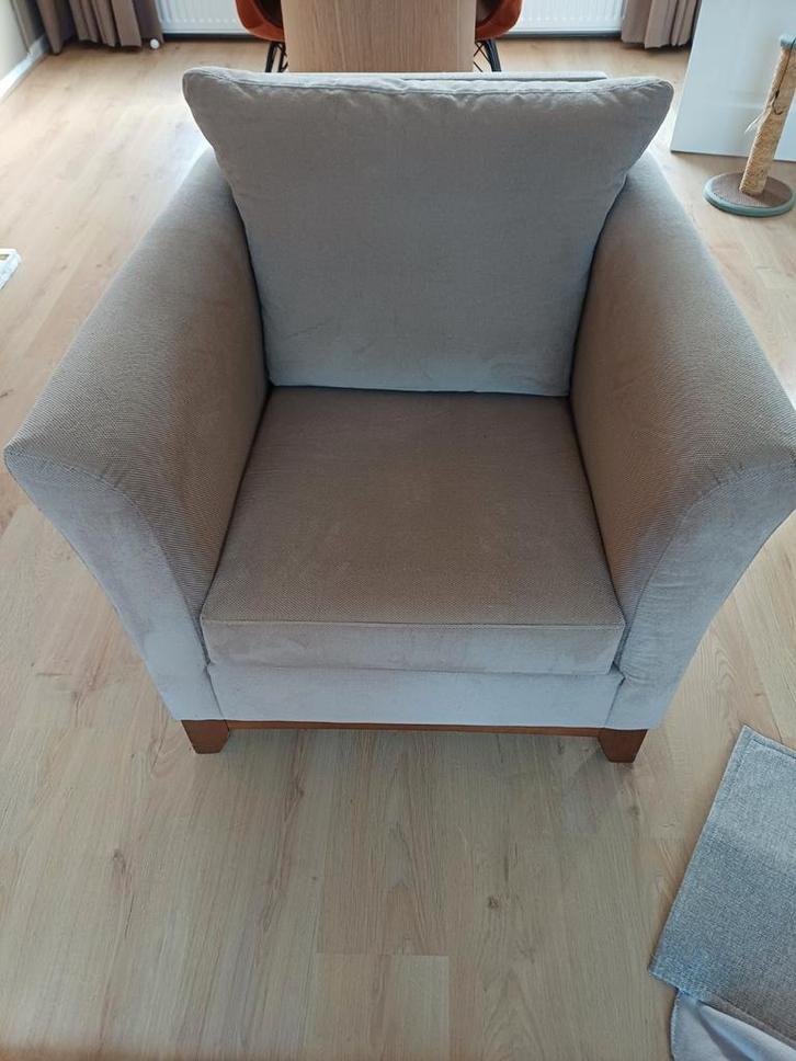 2-zits bank en fauteuil, Huis en Inrichting, Fauteuils, Gebruikt, Stof, 125 cm of meer, 75 tot 100 cm, Ophalen
