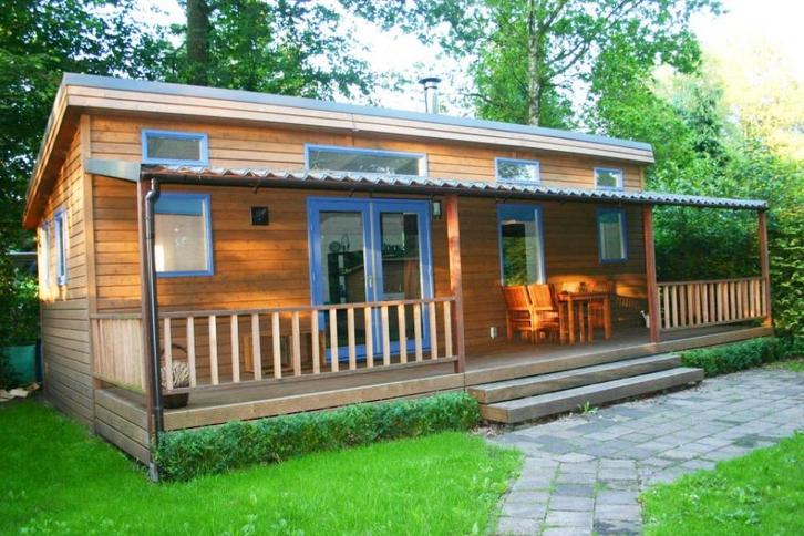 Bijzonder 7 persoons veranda chalet te koop in Drenthe, Caravans en Kamperen, Stacaravans, meer dan 6, Ophalen