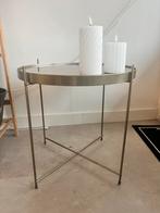 Messing bijzettafel met glas – 45 cm hoog, ø40 cm, Ophalen, 50 tot 100 cm, Rond, 25 tot 50 cm