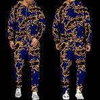 Heren barok joggingpak 8 / blauw gouden luxe tracksuit, Kleding | Heren, Verzenden, Nieuw, Blauw, Algemeen