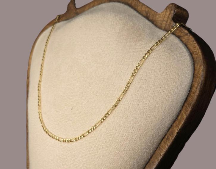 Vintage gouden figaro schakel ketting. 2025/807., Sieraden, Tassen en Uiterlijk, Kettingen, Zo goed als nieuw, Goud, Goud, Ophalen of Verzenden