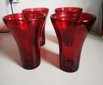 4 Rode glazen vazen, Ophalen of Verzenden, Minder dan 50 cm, Rood, Glas