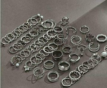 64 damesringen set van 64 stuks silver plated verzilverd beschikbaar voor biedingen