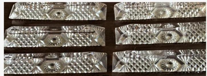 Set of SIX CRYSTAL GLASS KNIFE RESTS / Messenleggers kristal, Antiek en Kunst, Antiek | Glas en Kristal, Ophalen of Verzenden