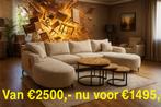U hoekbank teddy stof, gelijk leverbaar en op=op, Info@scholtens-antiek.nl, Lindberghstraat 29, Nieuw, Ophalen of Verzenden