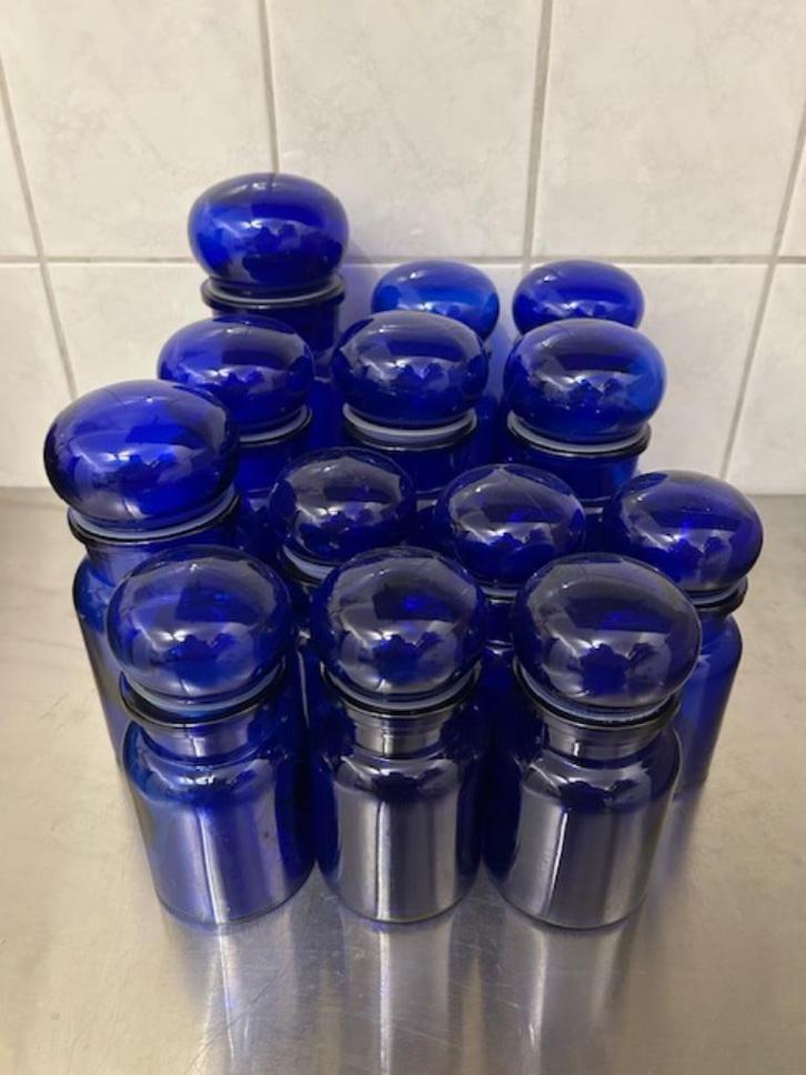 Apothekers potten - Bruin en Blauw in diverse maten, Huis en Inrichting, Keuken | Potten en Pannen, Gebruikt, Pot, Bus of Blik