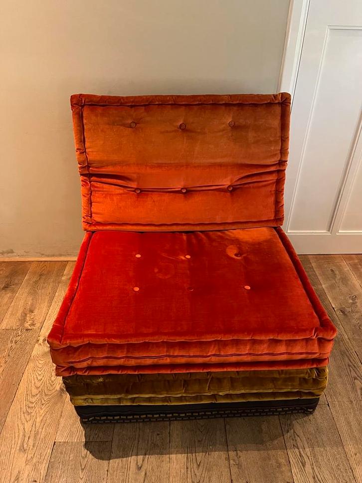 Roche Bobois (Fluwelen) poef, Huis en Inrichting, Banken | Voetenbanken en Poefen, Gebruikt, 75 tot 100 cm, 75 tot 100 cm, Vierkant