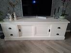 Creme TV-kast met schuifdeuren, Gebruikt, 150 tot 200 cm, Grenenhout, Ophalen of Verzenden