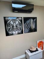 Schilderij Tijger & Zebra, Huis en Inrichting, Woonaccessoires | Schilderijen, Tekeningen en Foto's, Ophalen, Minder dan 50 cm