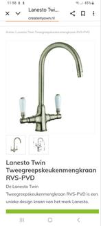 Lanesto Twin Tweegreepskeukenmengkraan RVS-PLanesto TwinVD, Doe-het-zelf en Verbouw, Ophalen of Verzenden, Zo goed als nieuw, Rvs