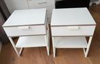 2 nachtkastjes Ikea Trysil wit / houten randje, Huis en Inrichting, Ophalen, Gebruikt, Minder dan 45 cm, Minder dan 55 cm