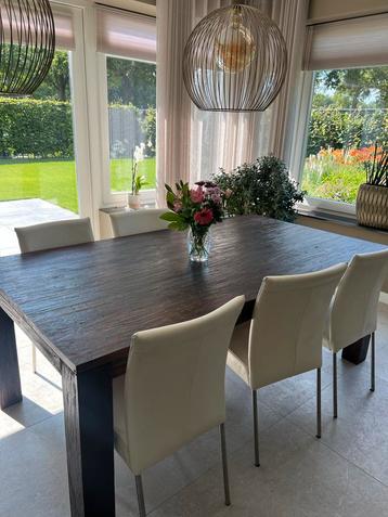 Houten Eettafel - Robuust en Stijlvol beschikbaar voor biedingen