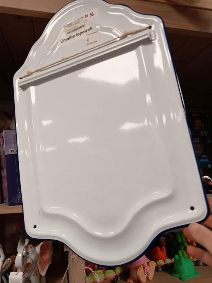 Emaille Lepelrek met Blauwe Rand, Antiek en Kunst, Antiek | Emaille, Ophalen of Verzenden