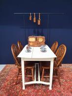 Brocante vintage witte eikenhouten tafel, bureau, tafeltje, Ophalen, Gebruikt, Vintage, Nvt