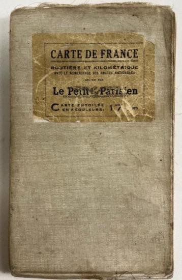 Antieke Carte de France nostalgische route kaart op canvas beschikbaar voor biedingen