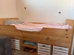 Steigerhouten bed met opbergruimte, Huis en Inrichting, Ophalen, Gebruikt, 90 cm, Eenpersoons