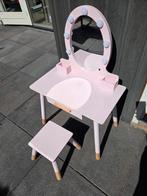 Roze Kinder Kaptafel met Spiegel, Lamp & Krukje, Ophalen