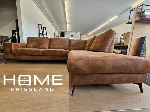 Studenten dagen! Hoekbank Cognac - Microvezel, Huis en Inrichting, Banken | Voetenbanken en Poefen, Zo goed als nieuw, 125 cm of meer