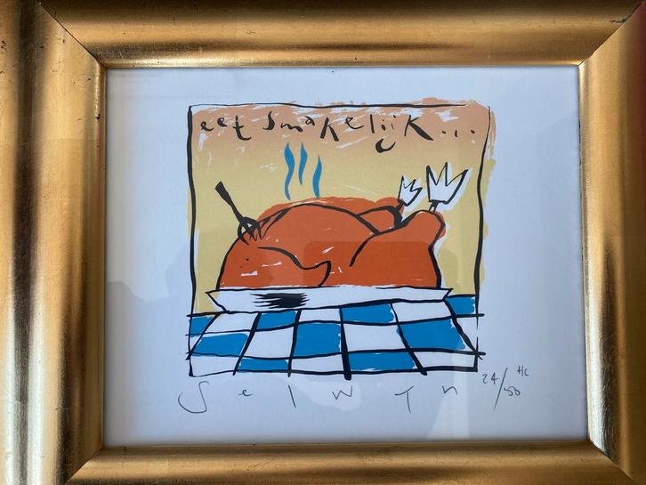 Selwyn Senatori - eet smakelijk, Antiek en Kunst, Kunst | Litho's en Zeefdrukken, Ophalen of Verzenden