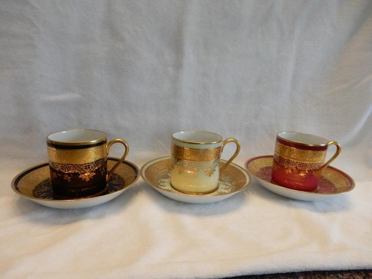 3 mokka kop en schotels 1920-1930, Antiek en Kunst, Antiek | Servies compleet, Ophalen of Verzenden