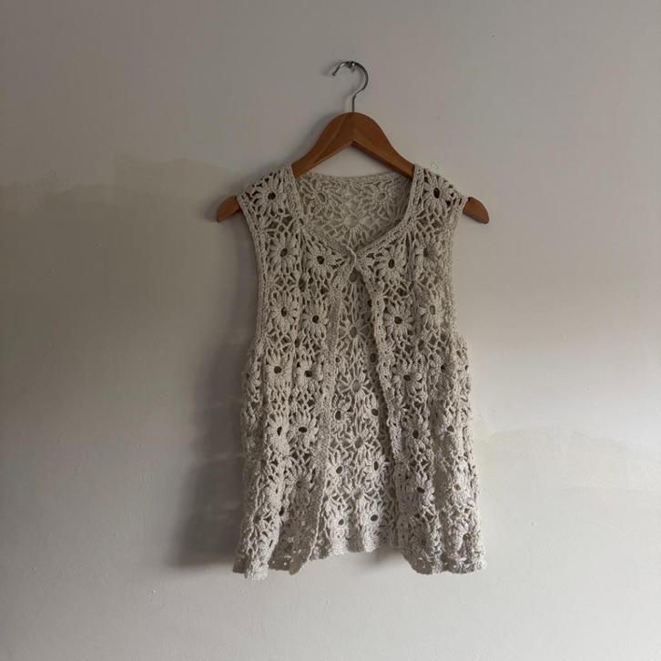 Bohemian Flower Gilet Vestje, Kleding | Dames, Truien en Vesten, Zo goed als nieuw, Maat 36 (S), Wit, Ophalen of Verzenden