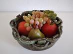 Fruitschaal met kunstfruit, Huis en Inrichting, Woonaccessoires | Schalen en Manden, Ophalen, Gebruikt, Schaal, Rond