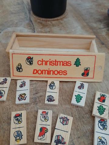 Houten kerst domino stenen set - Christmas Dominoes  beschikbaar voor biedingen