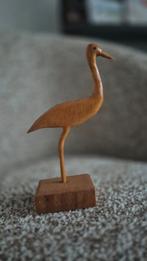 Handgemaakt houten ooievaar beeldje - 17 cm, Antiek en Kunst, Ophalen of Verzenden
