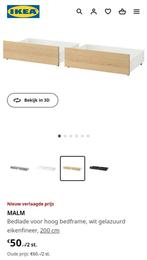 1x IKEA MALM bedlade witgelazuurd eiken, Huis en Inrichting, Ophalen of Verzenden, Zo goed als nieuw, Hout