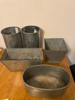5 stuks zinken potten en vazen, Tuin en Terras, Bloempotten, Ophalen, Gebruikt, Rond, Metaal