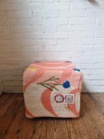 Hocker met hoes van oude deken 40x40, Hout, Minder dan 50 cm, Vierkant, Minder dan 50 cm