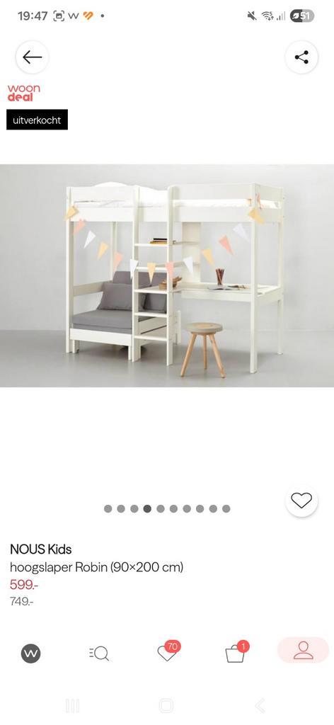 Witte hoogslaper met bureau en bankje/ extra bed, Kinderen en Baby's, Kinderkamer | Stapelbedden en Hoogslapers, Hoogslaper, Ophalen