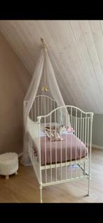 Antiek wit ijzeren babybedje - Barok/Romantisch, Ophalen, Gebruikt, Jongetje of Meisje