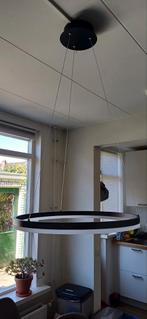Moderne ring hanglamp zwart 60 cm incl. LED en dimmer, Ophalen, Zo goed als nieuw, 50 tot 75 cm